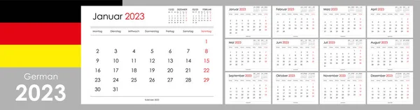 Calendario Para 2023 Año Organizador Planificador Para Cada Día Semana — Vector de stock