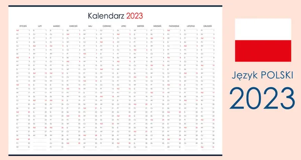 Kalendarz Planowania Rok 2023 Organizator Ścian Szablon Rocznego Planisty Ilustracja — Wektor stockowy