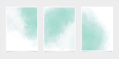 Suluboya yeşil pastel arka plan. Davet kartı şablonu. Harfler için kopyalama alanı olan renkli bir fon koleksiyonu. Yüzen çerçeve, kutu. Vektör illüstrasyonu.