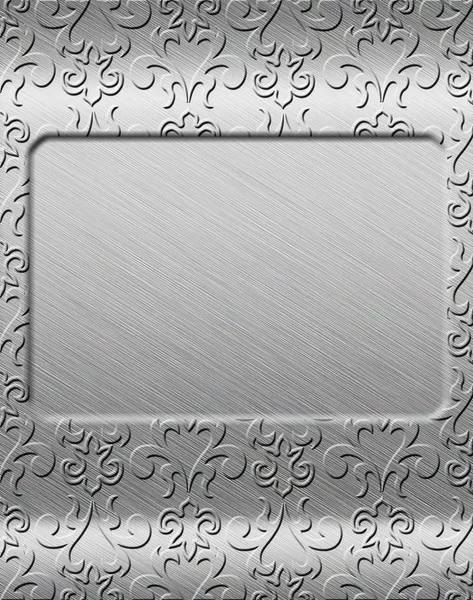 Placa de prata no ornamento de metal velho — Fotografia de Stock