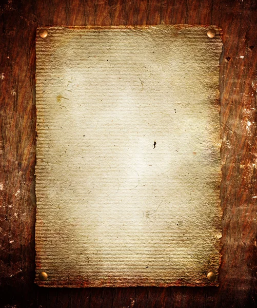 Starý papír na dřevěné stěně obrazce — Stock fotografie