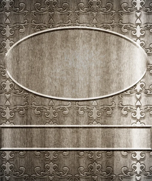 Silver plate on old metal ornament — Stock Photo, Image