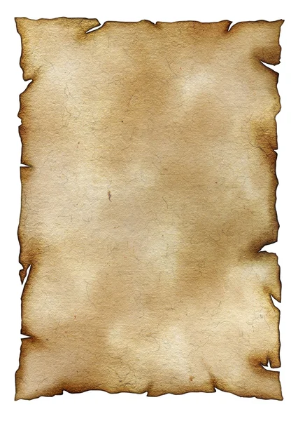 Старий паперовий лист з плямами ізольовані на білому — стокове фото