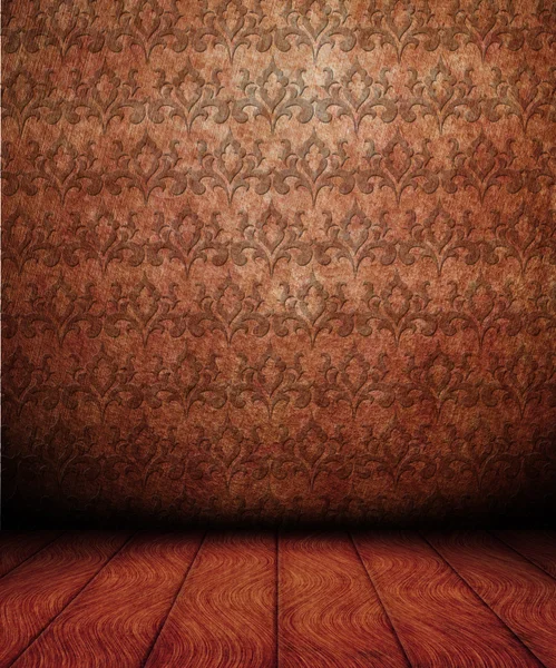 Old empty room with antique pattern on wall — Stock Photo, Image