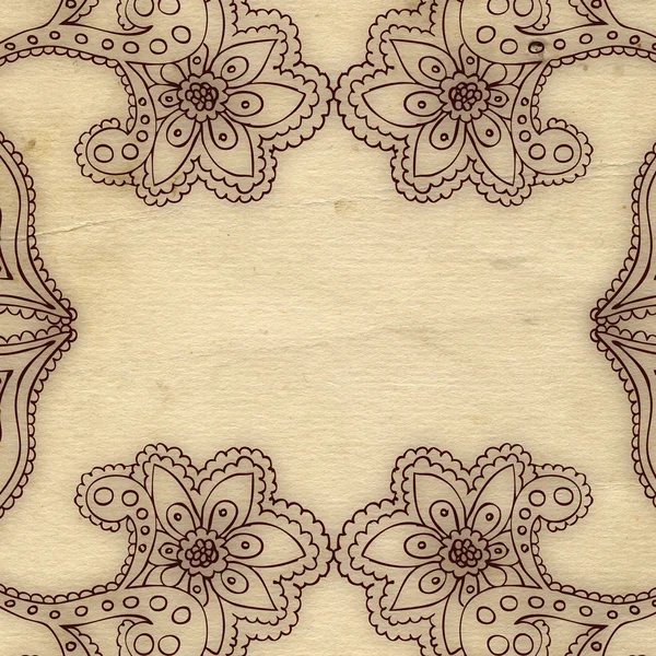 Sierlijke grunge papier frame (beige vintage groeten) — Stockfoto