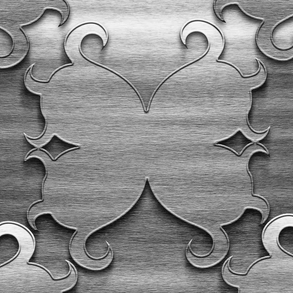 Metal plate with ornate frame — Stock Photo, Image
