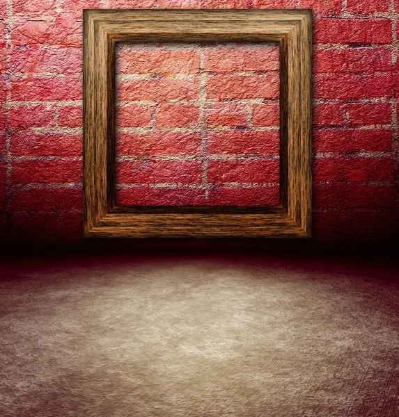 Dark grunge frame with old frame on wall — Stock Photo, Image