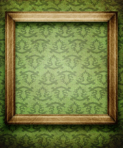 Old frame on wallpaper with vintage pattern — Stock Photo, Image