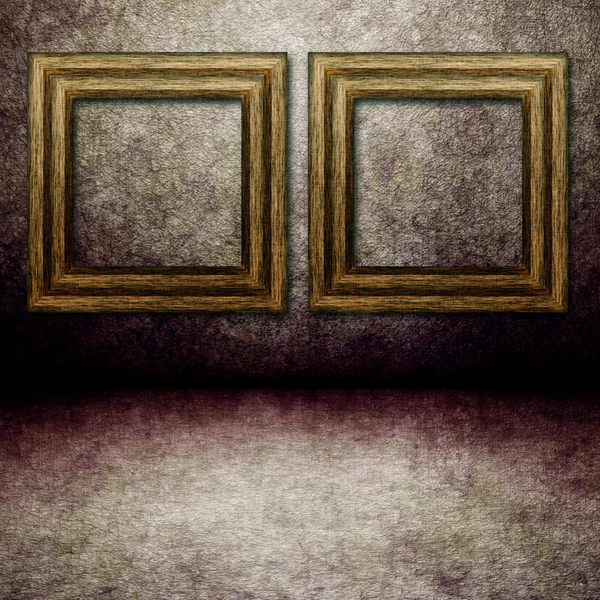 Dark grunge frame with old frame on wall — Stock Photo, Image