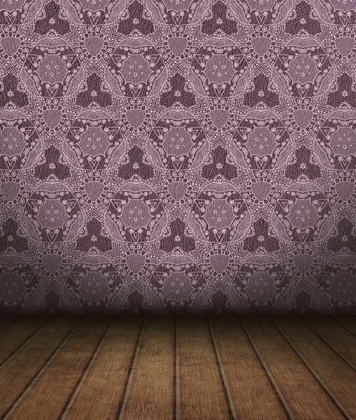 古い空の部屋の壁にアンティークのパターン — ストック写真