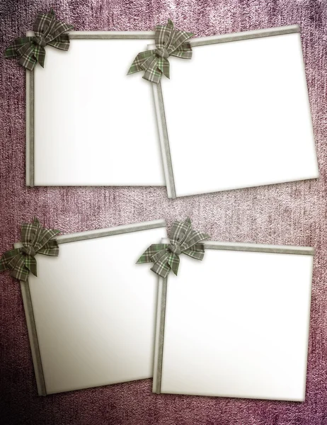 Paper blank with bow in corner on grunge background — Stock Photo, Image