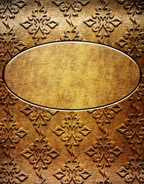Guld metall skylt med ornament — Stockfoto