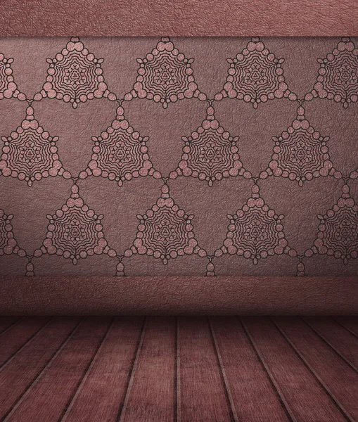 Old empty room with antique pattern on wall — Stock Photo, Image