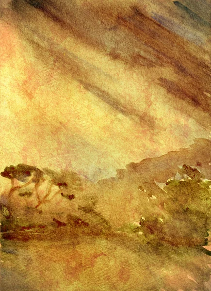 Old watercolor landscape — Stock Photo, Image