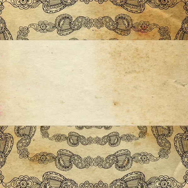 Utsmyckade grunge paper ram (beige vintage hälsningar) Stockbild