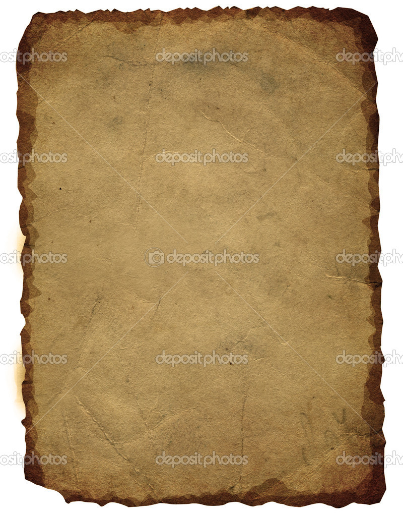 Old paper sheet with stains isolated on white
