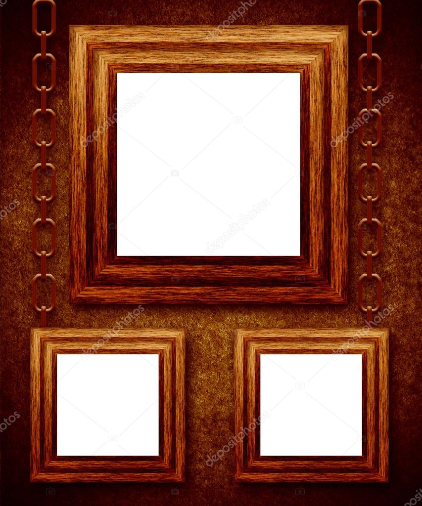 Wooden frames on wall