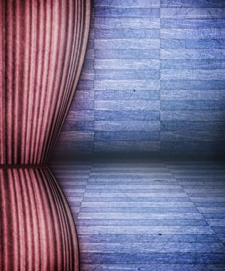 karanlık Grunge sahne ile eski perdeleri