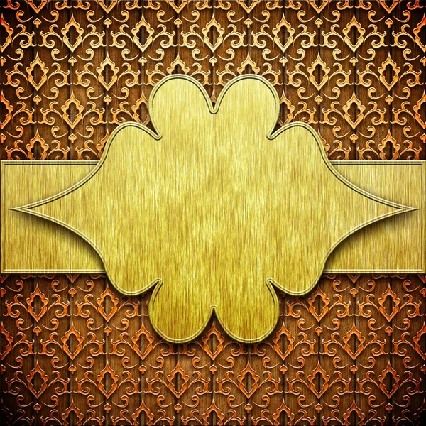 Cornice in oro su parete di legno — Foto Stock