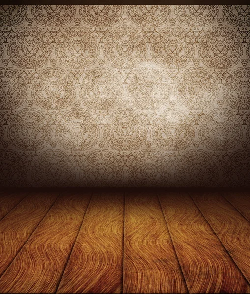 Old empty room with antique pattern on wall — Stock Photo, Image