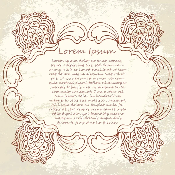 Sierlijke vector frame (beige vintage groeten) — Stockvector