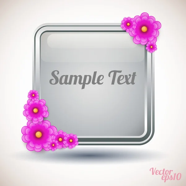 Abstract background with glass frame and flowers — Stock Vector