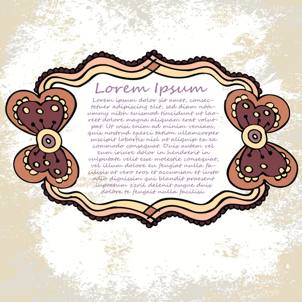 Sierlijke vector frame (beige vintage groeten) — Stockvector