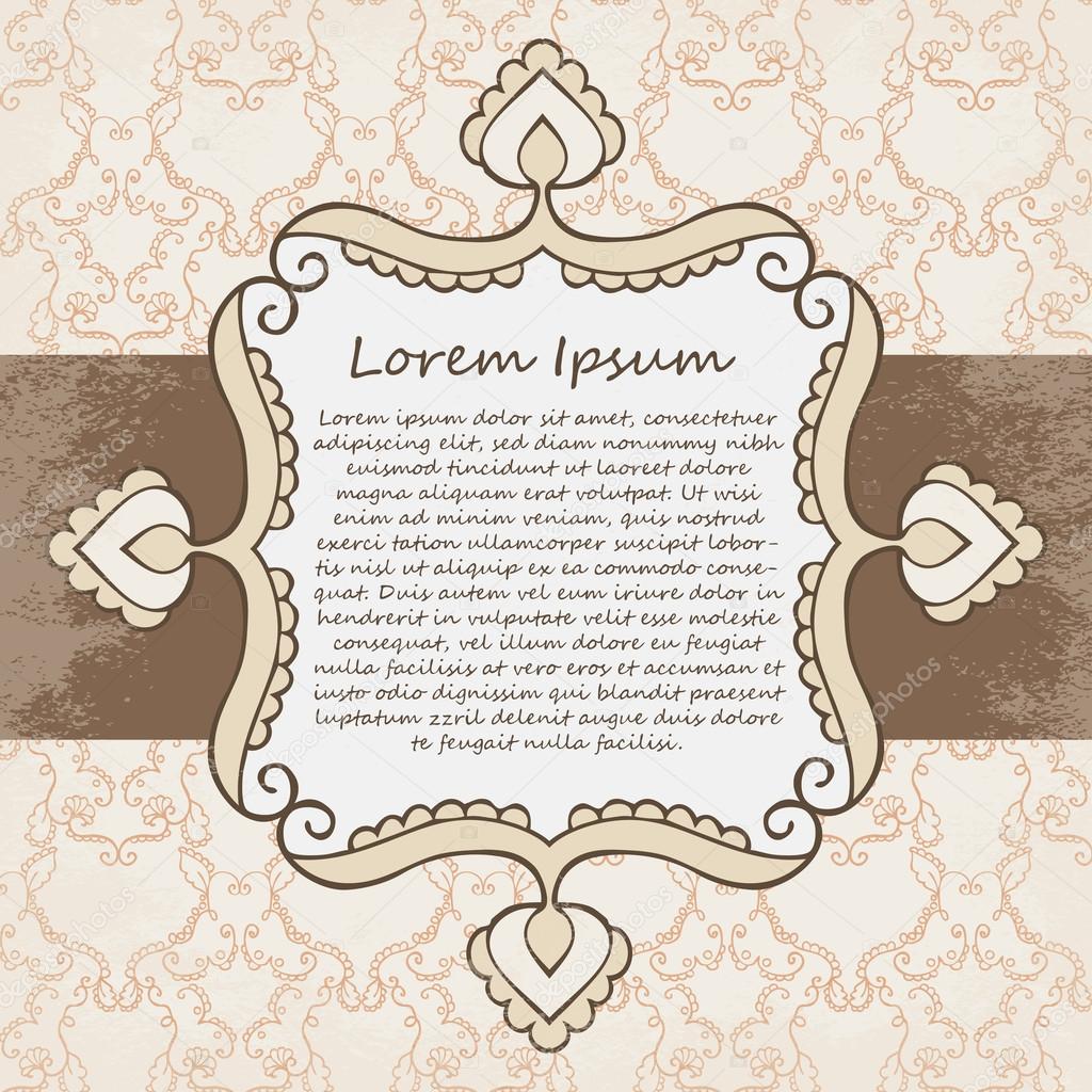 Ornate vector frame. Vintage design