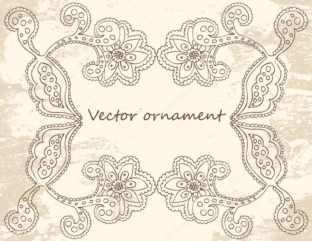 Ornate vector frame (beige vintage greetings)