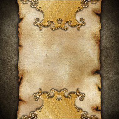 metin veya resim ve çerçeve alanı olan eski kağıt dokusu