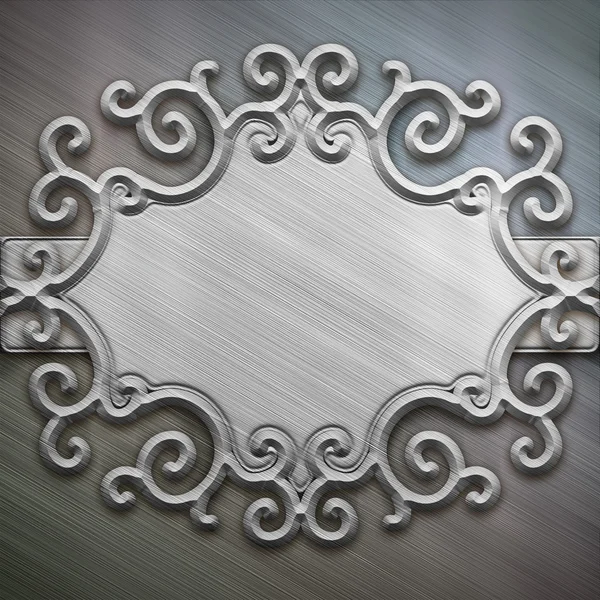 Metal plate with ornate frame — Stock Photo, Image