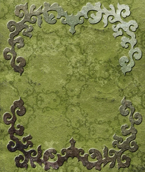 Placa de metal sobre tablones de madera —  Fotos de Stock
