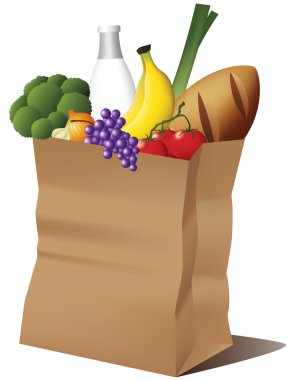 Grocery paper bag clipart