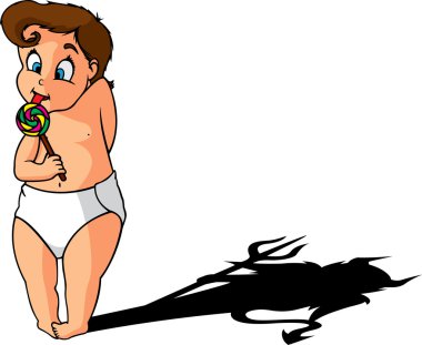 Baby and his/ hers devil shadow clipart