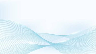 Soyut açık mavi kıvrımlı dalgalı çizgiler. Eğimli dalgalı çizgilerin vektör çizimi..
