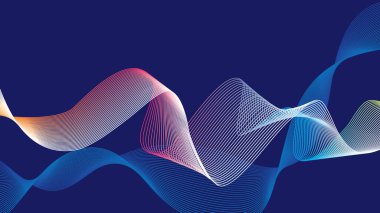Renkli ve mavi eğrilerin soyut arkaplan çizimi.
