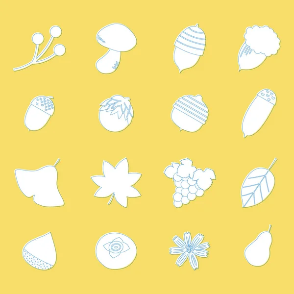 Illustration Set Autumn Items Misprinted Icons — Image vectorielle