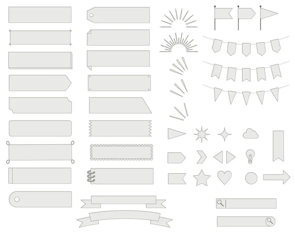 Set Decorative Illustrations Labels Ribbons Garlands Etc Slightly Shifted Version — Stock Vector