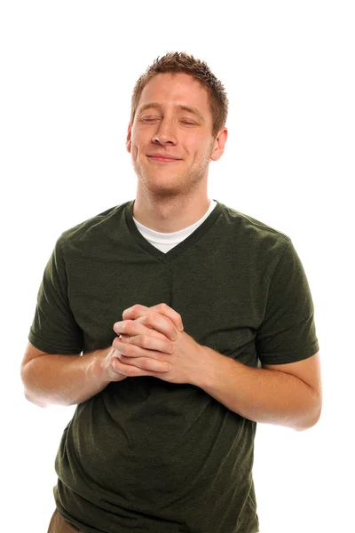 Young Man At Peace Praying — Stock Photo, Image