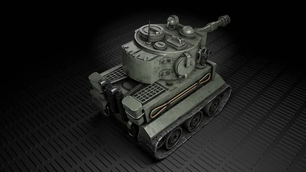 戦車だ 暗い背景を背景に レンダリング 3Dイラスト — ストック写真