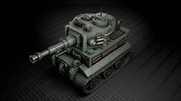 Battle Tank Dark Background Render Illustration — Stock Photo, Image