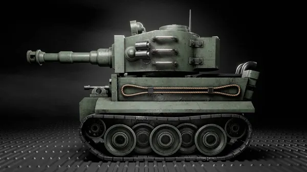 Bojový Tank Temném Pozadí Rendere Ilustrace — Stock fotografie