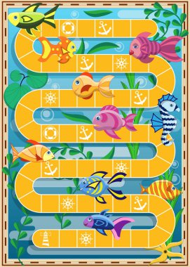 Su altı dünyası. Masa oyunu. Vektör illüstrasyonu.