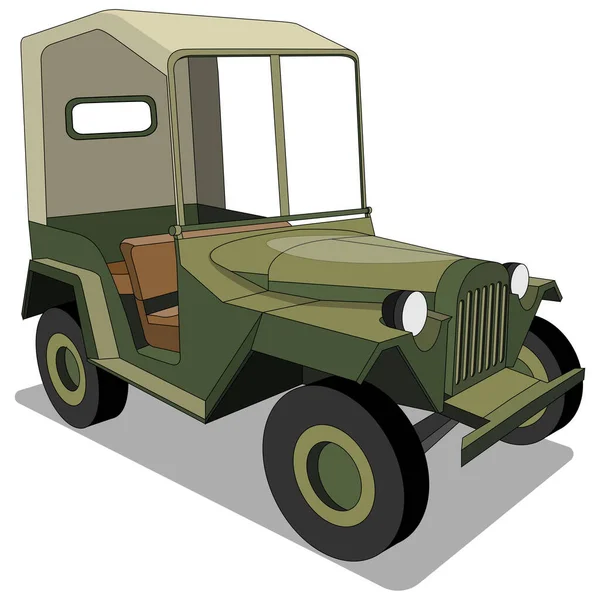 Military Car Isolated White Background Vector Illustration — 图库矢量图片