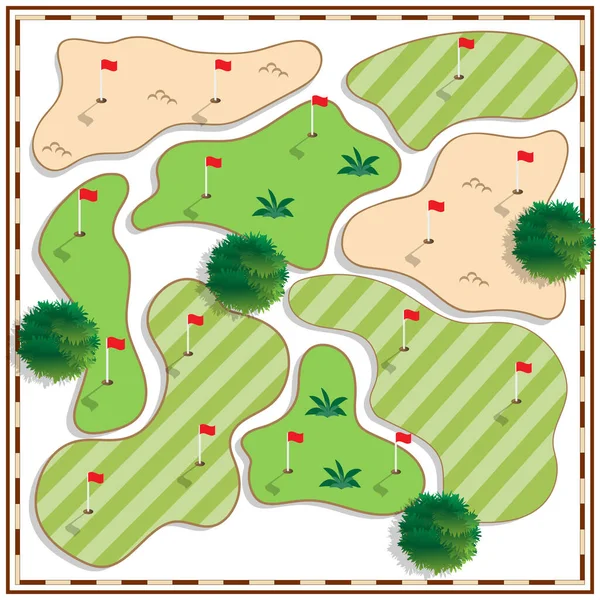 Campo Golf Vista Desde Arriba Aislado Sobre Fondo Blanco Ilustración — Archivo Imágenes Vectoriales