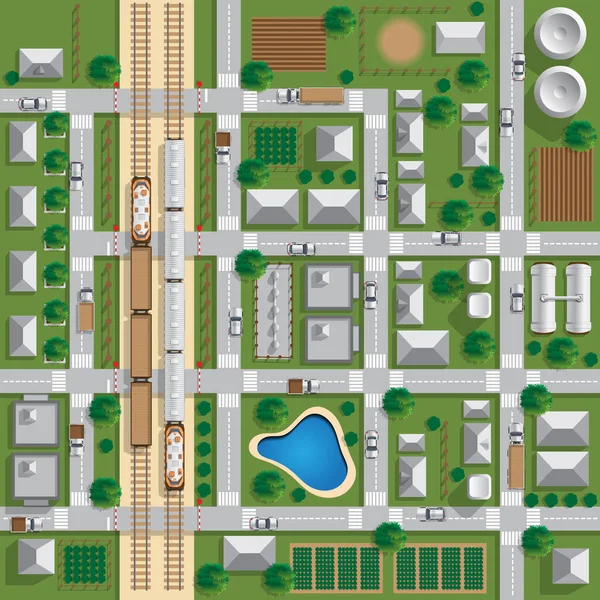 Stadtbild Blick Von Oben Vektorillustration — Stockvektor