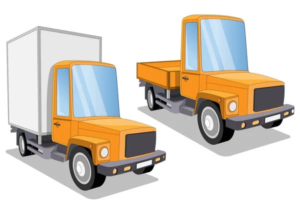 Jeu Camions Drôles Isolé Sur Fond Blanc Illustration Vectorielle — Image vectorielle