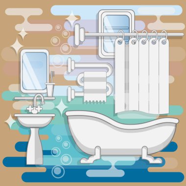 Tuvalette. Geçmişi. Vektör illüstrasyonu.