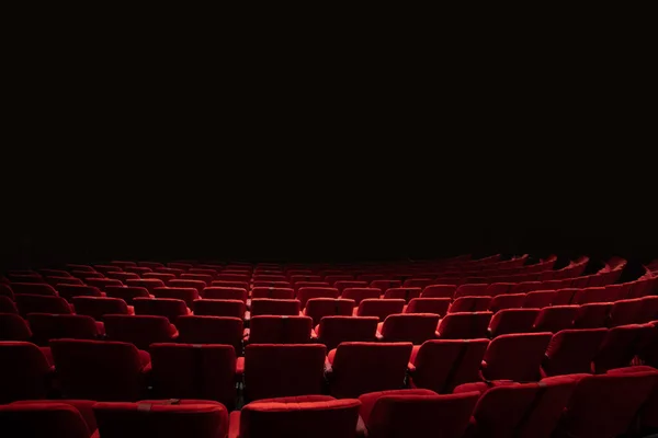 Posti Teatro Palco Con Palcoscenico Nero Isolato — Foto Stock