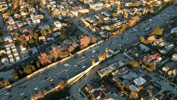 Pemandangan udara dari Los Angeles Freeway, Highway — Stok Video